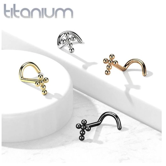 Implant Grade Titanium Jesus Cross Nose Ring Nose Stud Nose Piercing Screw Twist - Picture 1 of 6